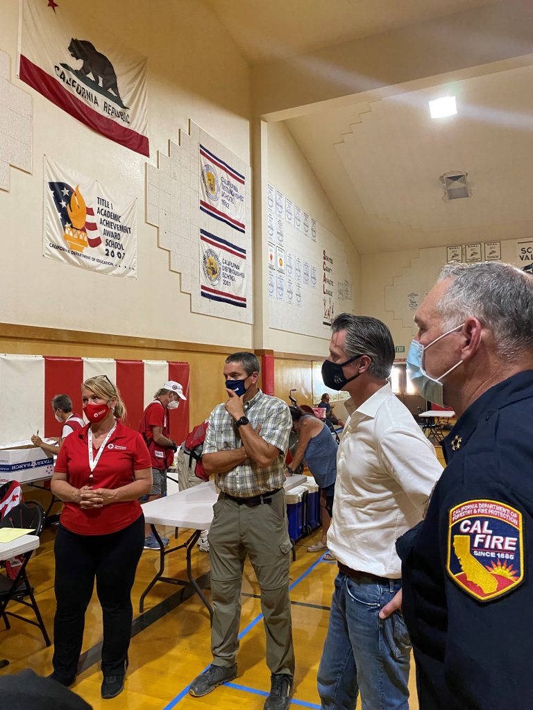 Governor Newsom and state officials gather at Lava Fire Incident Command Post
