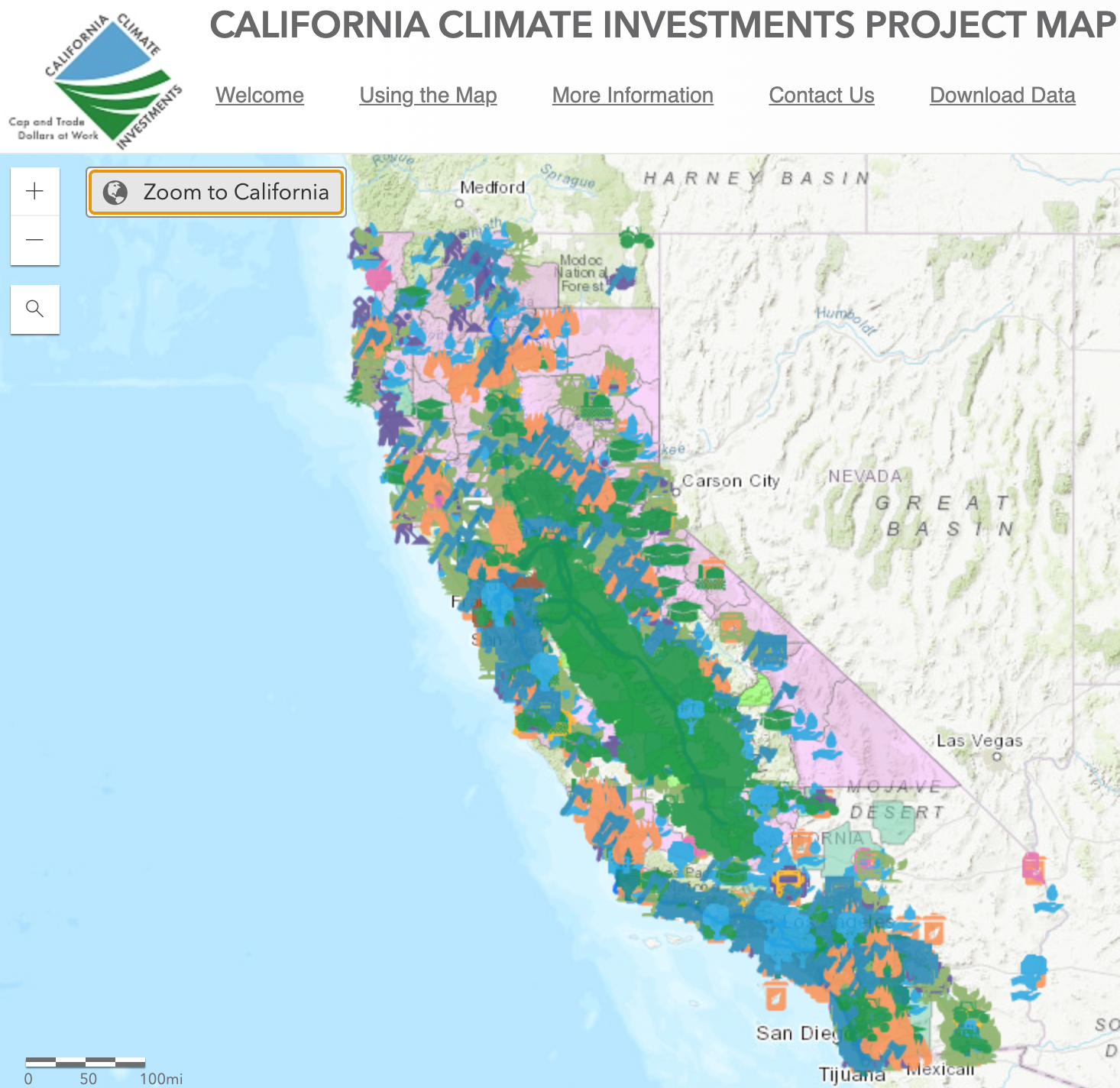 California climate investments project map