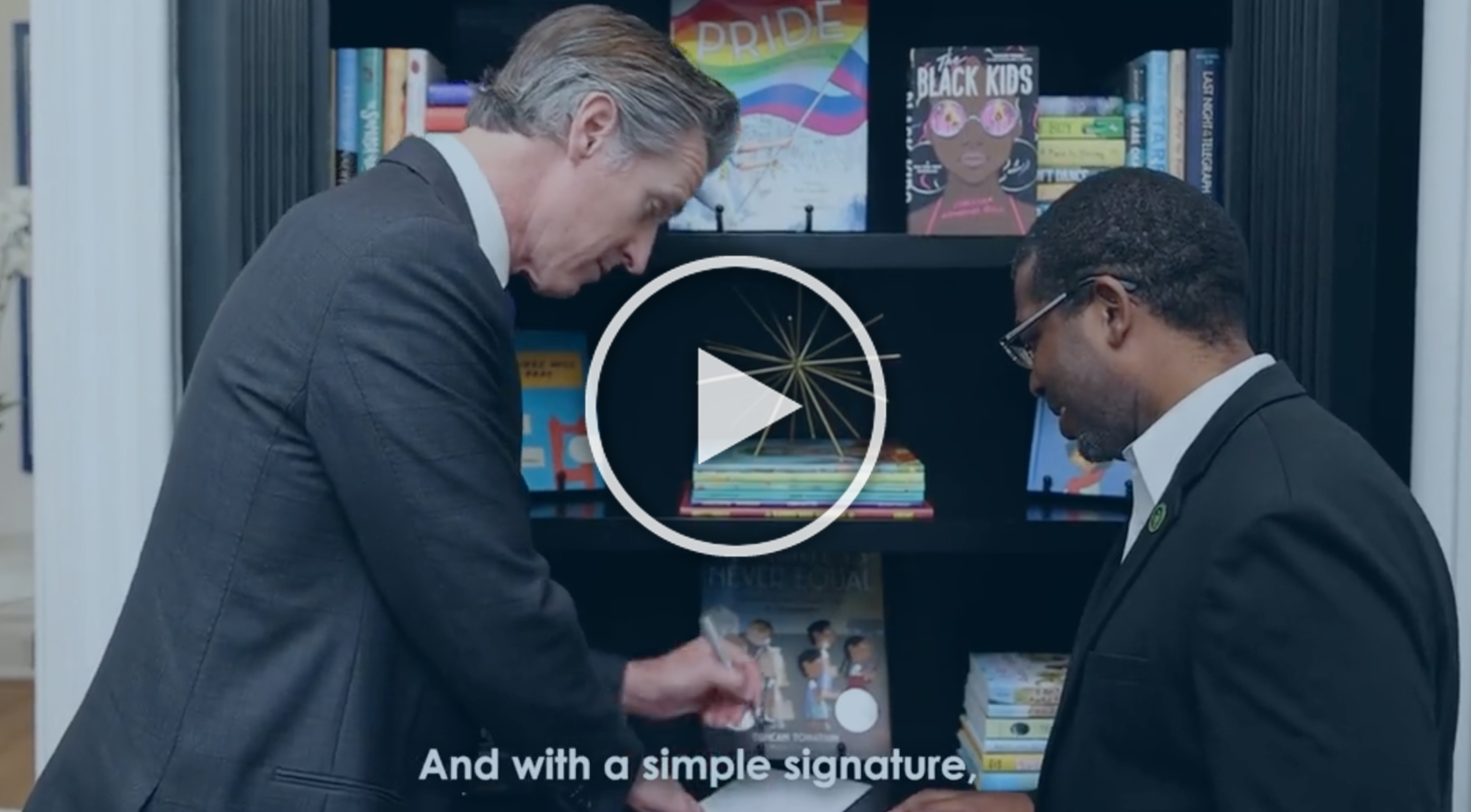 Governor Newsom signing legislation to ban book bans