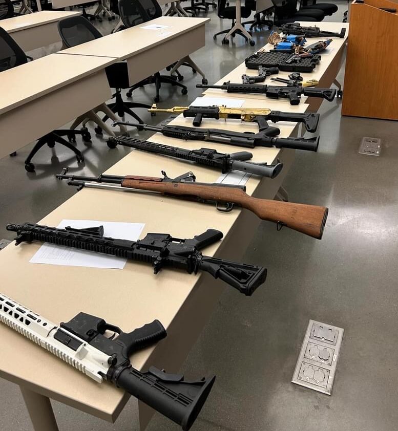 Image of guns on table