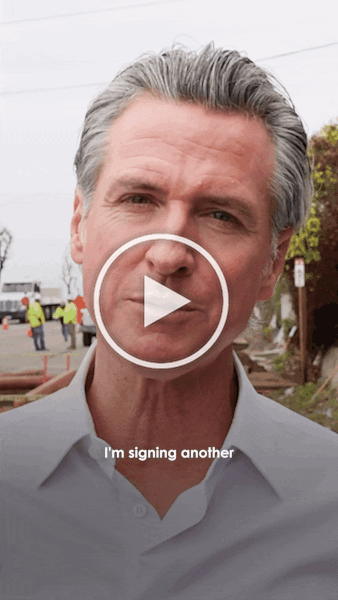 Governor Newsom talks about signing an executive order to suspend unnecessary permitting and review requirements