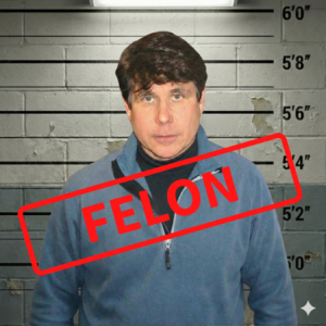 A graphic of Rod Blagojevich