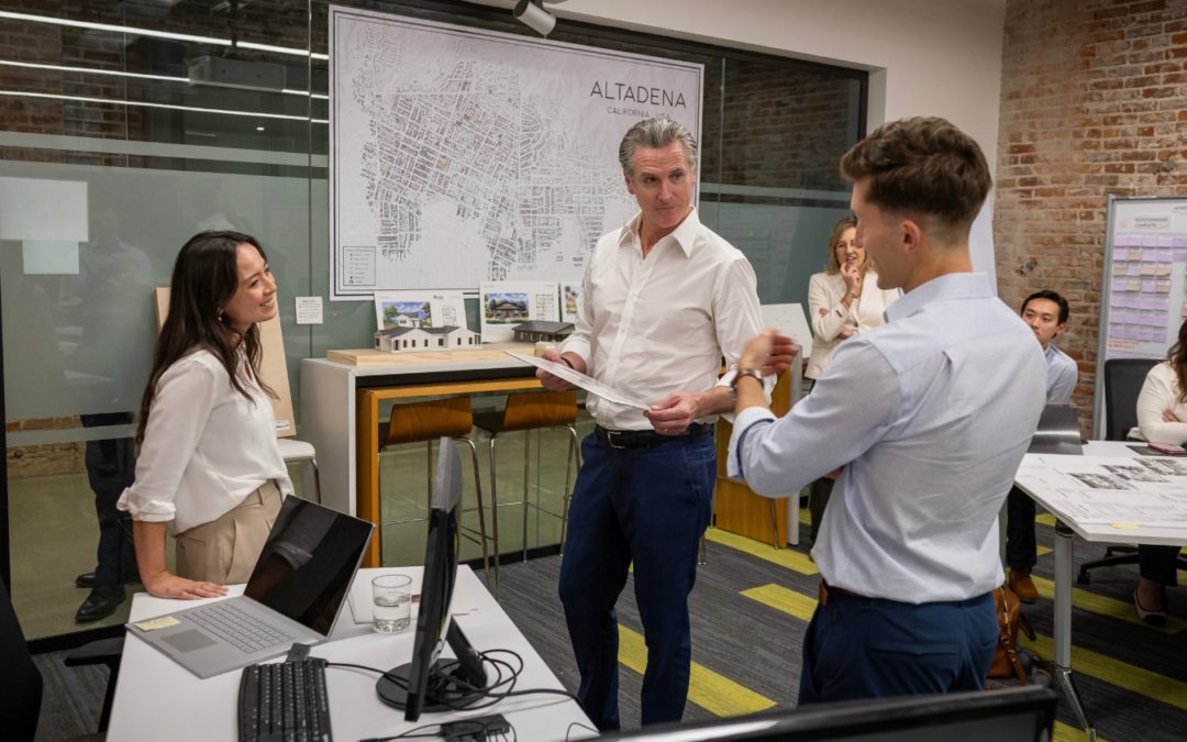 Governor Newsom visits LA recovery efforts in Altadena and the Palisades, views homes set to be completed soon