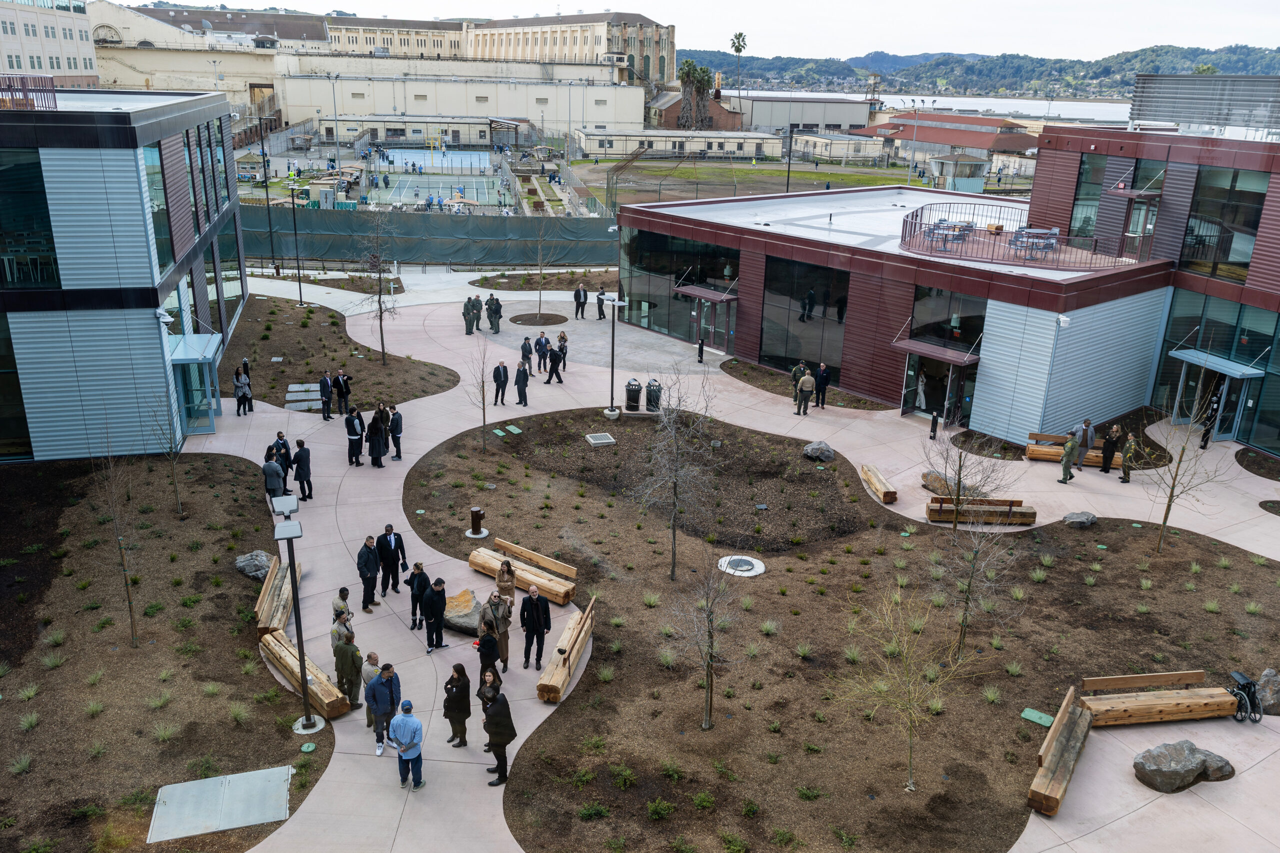 Aerial view of Learning Center at San Quentin