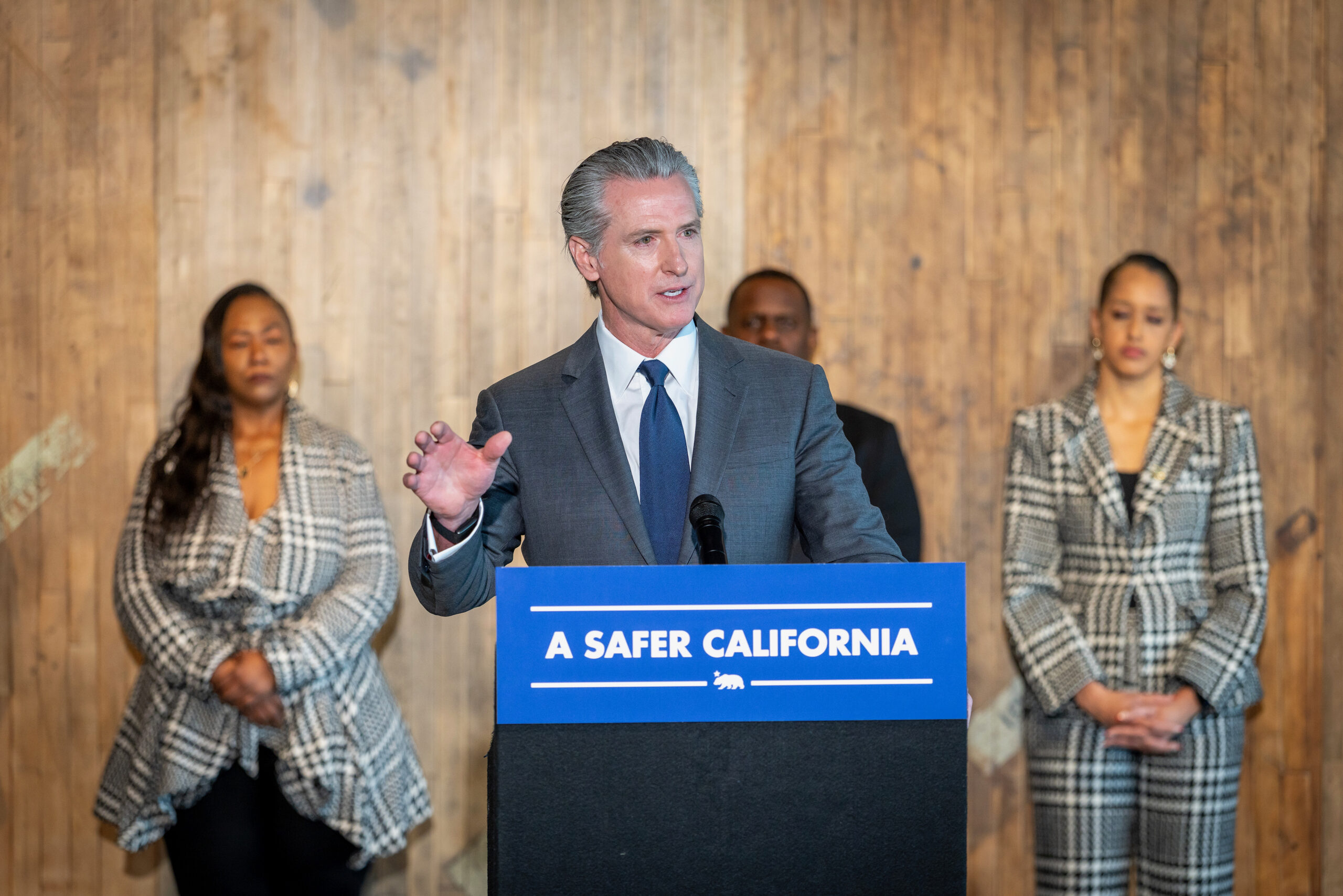 Governor Newsom at a podium