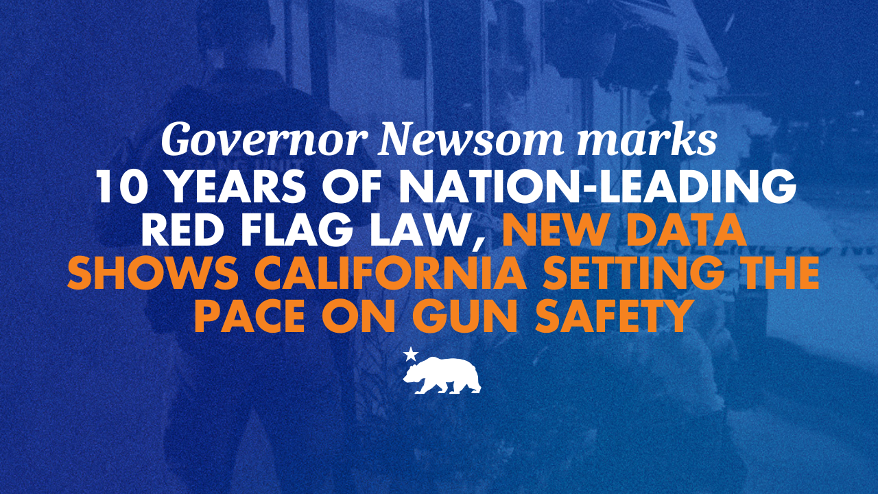 Governor Newsom marks 10 years of nation-leading red flag law, new data shows California setting the pace on gun safety