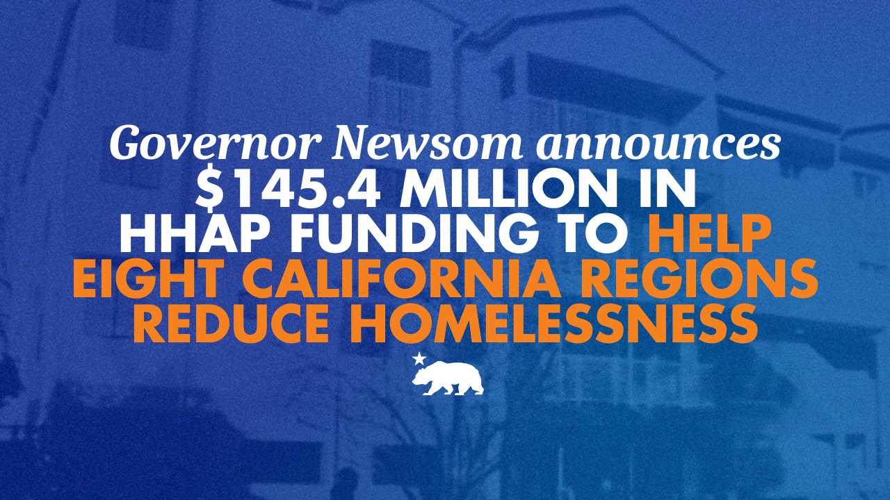 Governor Newsom announces $145.4 million in HHAP funding to help eight California regions reduce homelessness