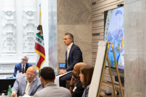 Governor Newsom at the first meeting of the California's Tech Fraud Task Force