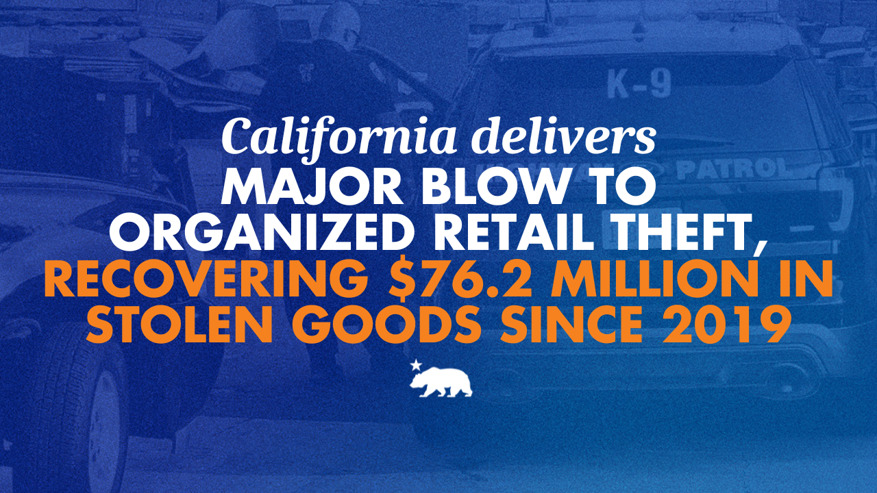 California delivers major blow to organized retail theft, recovering $76.2 million in stolen goods since 2019