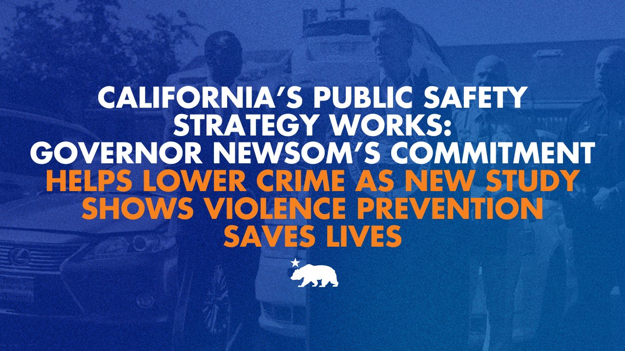 California’s public safety strategy works: Governor Newsom’s commitment helps lower crime as new study shows violence prevention saves lives