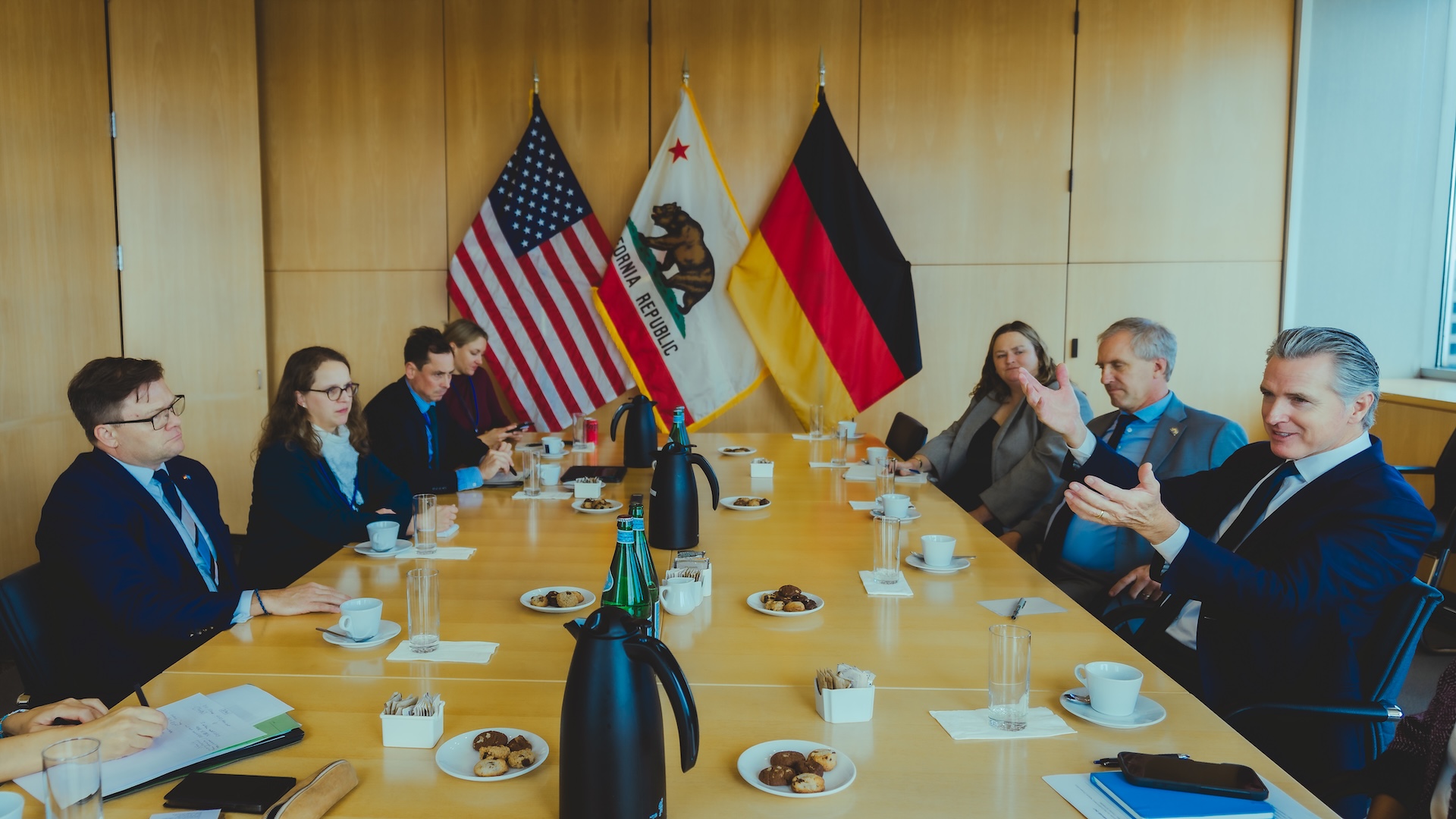 Governor Gavin Newsom and German Federal Environment Minister Carsten Schneider during Climate Week NYC 2026.