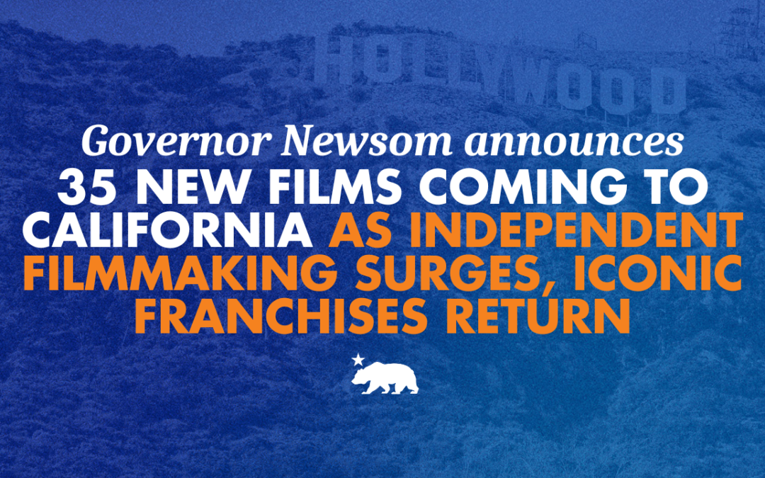 Governor Newsom announces 35 new films coming to California as independent filmmaking surges and iconic franchises return
